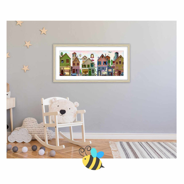 Funky Village Framed Nursery Print